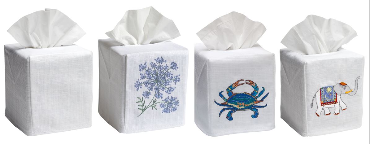 Grant Linen Embroidered Cutwork Tissue Box Cover 